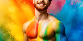 Handsome Men and the Colors of Pride,part of the LGBTQ Gay Pride Collection
