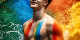 Handsome Men and the Colors of Pride,part of the LGBTQ Gay Pride Collection