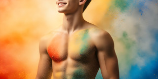 Handsome Men and the Colors of Pride,part of the LGBTQ Gay Pride Collection