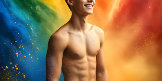 Handsome Men and the Colors of Pride,part of the LGBTQ Gay Pride Collection