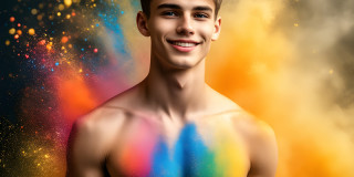 Handsome Men and the Colors of Pride,part of the LGBTQ Gay Pride Collection
