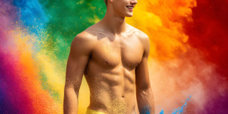 Handsome Men and the Colors of Pride,part of the LGBTQ Gay Pride Collection