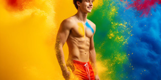 Handsome Men and the Colors of Pride,part of the LGBTQ Gay Pride Collection