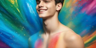 Handsome Men and the Colors of Pride,part of the LGBTQ Gay Pride Collection