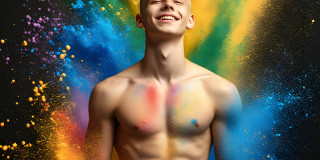 Handsome Men and the Colors of Pride,part of the LGBTQ Gay Pride Collection