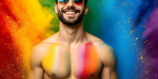 Handsome Men and the Colors of Pride,part of the LGBTQ Gay Pride Collection