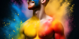Handsome Men and the Colors of Pride,part of the LGBTQ Gay Pride Collection
