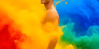 Handsome Men and the Colors of Pride,part of the LGBTQ Gay Pride Collection