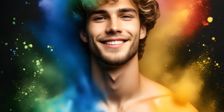 Handsome Men and the Colors of Pride,part of the LGBTQ Gay Pride Collection