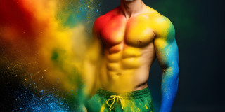 Handsome Men and the Colors of Pride,part of the LGBTQ Gay Pride Collection