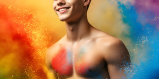 Handsome Men and the Colors of Pride,part of the LGBTQ Gay Pride Collection