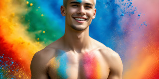 Handsome Men and the Colors of Pride,part of the LGBTQ Gay Pride Collection