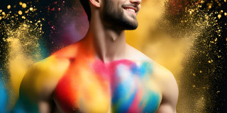 Handsome Men and the Colors of Pride,part of the LGBTQ Gay Pride Collection
