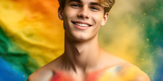 Handsome Men and the Colors of Pride,part of the LGBTQ Gay Pride Collection