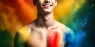 Handsome Men and the Colors of Pride,part of the LGBTQ Gay Pride Collection