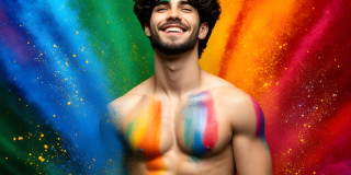 Handsome Men and the Colors of Pride,part of the LGBTQ Gay Pride Collection