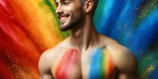 Handsome Men and the Colors of Pride,part of the LGBTQ Gay Pride Collection