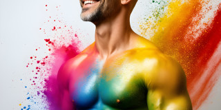 Handsome Men and the Colors of Pride,part of the LGBTQ Gay Pride Collection