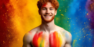 Handsome Men and the Colors of Pride,part of the LGBTQ Gay Pride Collection