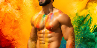 Handsome Men and the Colors of Pride,part of the LGBTQ Gay Pride Collection