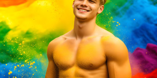 Handsome Men and the Colors of Pride,part of the LGBTQ Gay Pride Collection