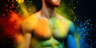 Handsome Men and the Colors of Pride,part of the LGBTQ Gay Pride Collection