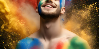 Handsome Men and the Colors of Pride,part of the LGBTQ Gay Pride Collection