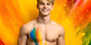 Handsome Men and the Colors of Pride,part of the LGBTQ Gay Pride Collection