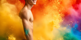 Handsome Men and the Colors of Pride,part of the LGBTQ Gay Pride Collection