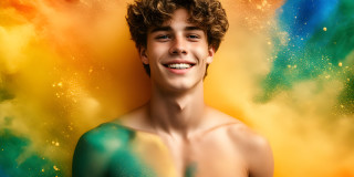 Handsome Men and the Colors of Pride,part of the LGBTQ Gay Pride Collection