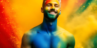 Handsome Men and the Colors of Pride,part of the LGBTQ Gay Pride Collection