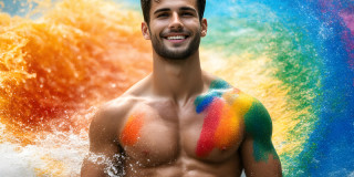 Handsome Men and the Colors of Pride,part of the LGBTQ Gay Pride Collection