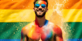 Handsome Men and the Colors of Pride,part of the LGBTQ Gay Pride Collection