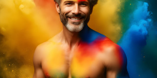 Handsome Men and the Colors of Pride,part of the LGBTQ Gay Pride Collection