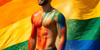 Handsome Men and the Colors of Pride,part of the LGBTQ Gay Pride Collection