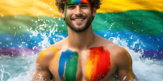 Handsome Men and the Colors of Pride,part of the LGBTQ Gay Pride Collection