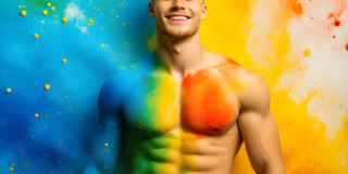 Handsome Men and the Colors of Pride,part of the LGBTQ Gay Pride Collection