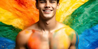 Handsome Men and the Colors of Pride,part of the LGBTQ Gay Pride Collection