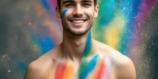 Handsome Men and the Colors of Pride,part of the LGBTQ Gay Pride Collection