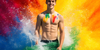 Handsome Men and the Colors of Pride,part of the LGBTQ Gay Pride Collection