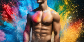 Handsome Men and the Colors of Pride,part of the LGBTQ Gay Pride Collection