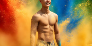 Handsome Men and the Colors of Pride,part of the LGBTQ Gay Pride Collection