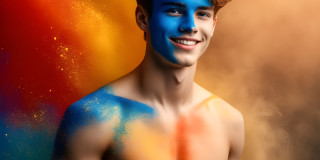 Handsome Men and the Colors of Pride,part of the LGBTQ Gay Pride Collection