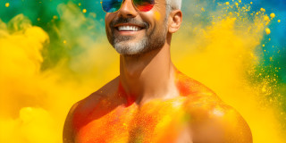 Handsome Men and the Colors of Pride,part of the LGBTQ Gay Pride Collection