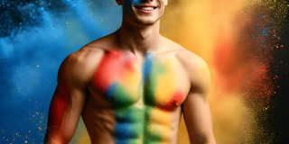 Handsome Men and the Colors of Pride,part of the LGBTQ Gay Pride Collection
