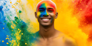 Handsome Men and the Colors of Pride,part of the LGBTQ Gay Pride Collection