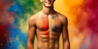 Handsome Men and the Colors of Pride,part of the LGBTQ Gay Pride Collection