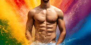 Handsome Men and the Colors of Pride,part of the LGBTQ Gay Pride Collection