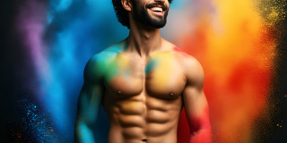 Handsome Men and the Colors of Pride,part of the LGBTQ Gay Pride Collection