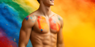 Handsome Men and the Colors of Pride,part of the LGBTQ Gay Pride Collection